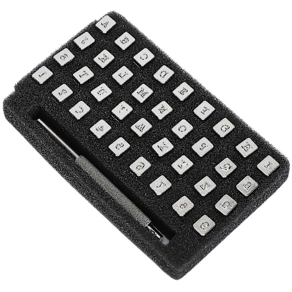 36 stk. Lærstempel Mønster Tall Alfabet Punts Gravering 1 stk. Håndtak Håndverk DIY Verktøy 3,5 mm