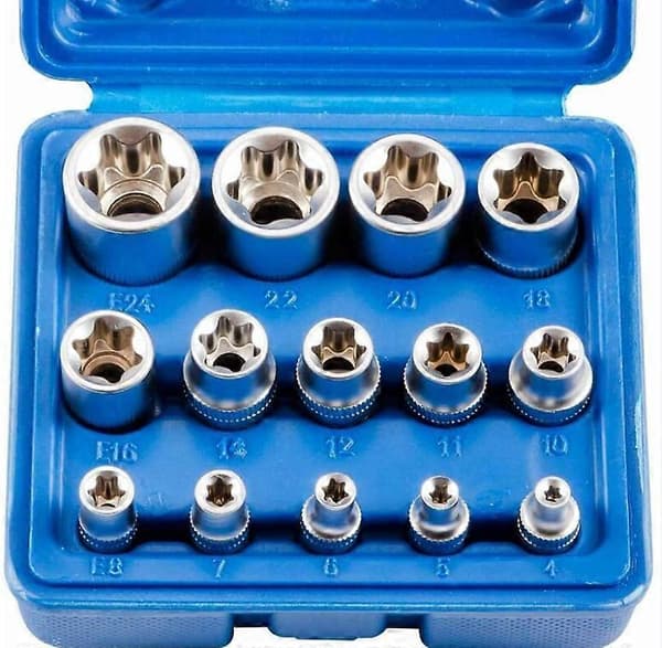 14 kpl E4-E24 E-Hex Naaras Torx Hylsysarja