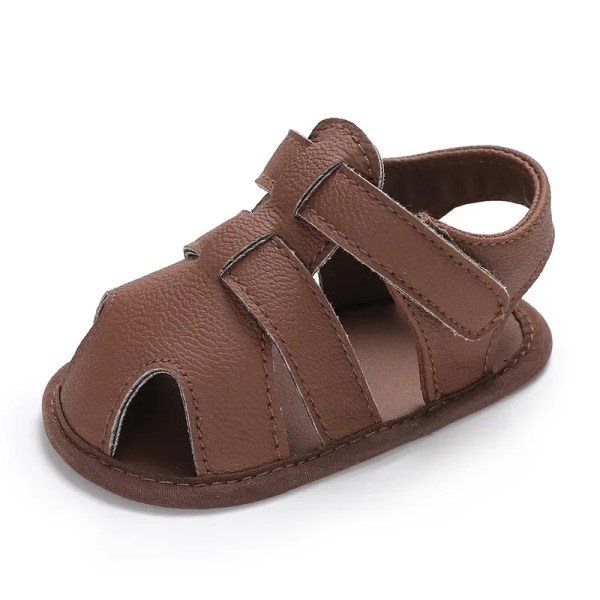 0-1 -vuotiaan vauvan kesäpoikien jalkakääre yksiväriset sandaalit taaperokengät Brown 1 Pair 13CM