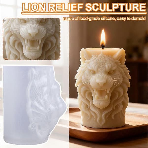 3D Silikonform Tvål Aromaterapi Ljus Silikon DIY Design Lejonhuvud X9T9