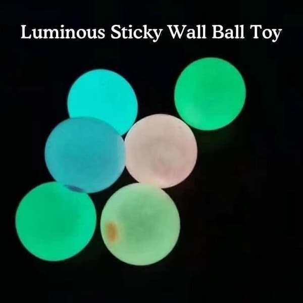 Självlysande klibbiga väggbollar, fluorescerande sugklibbiga bollar, klibbiga målbollar, interaktiva presentleksaker för par 6cm