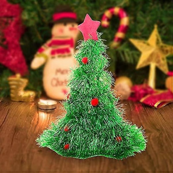 Julglitterhatt med LED-lampor Julgransformade färgglada tofsar Julhatt
