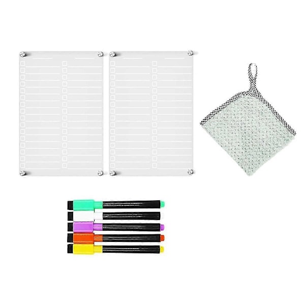 Akryl Magnetisk Whiteboard til Køleskab, Klar Magnetisk To Do Liste Whiteboard, 2 stk Akryl Tør