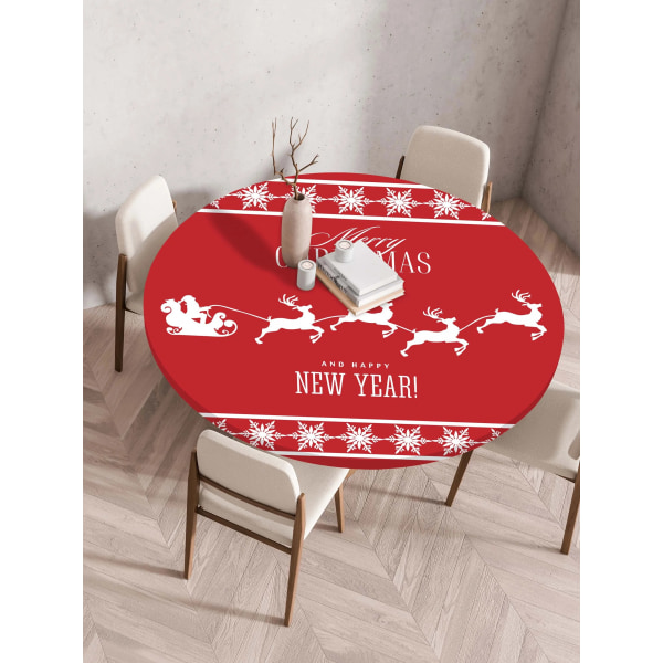 Juledug med elg, klokke, blomster, røde bær, juledug med snefnug, julemand, dekorativ til julefrokost, bryllup Style 2 Suitable 160cm table