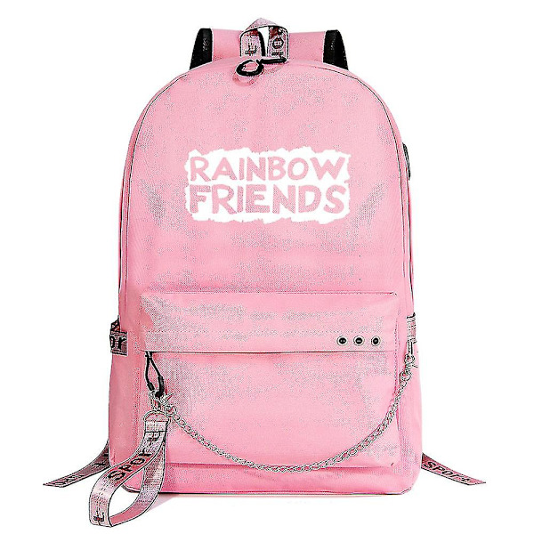 Rainbow Friend Mode Jernkæde Oxford Klud Taske Skoletaske Vandtæt Studenter Skoletaske Stødsikker pink