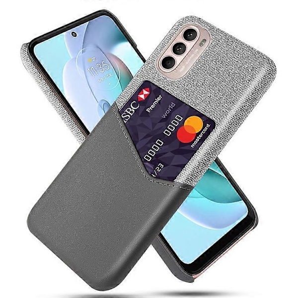 Kortholder Design Stof + PC + PU Læder Bagcover Stødsikkert Etui Kompatibelt til Motorola Moto G31 / G41 Grey