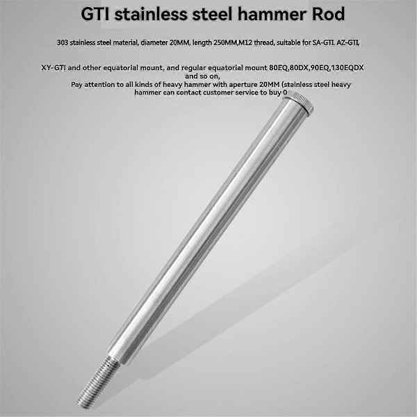 GTI Hammerstang i rustfrit stål til SAGTI AZGTI XYGTI Kontravægtstang Diameter 2 cm Astronomisk Tel