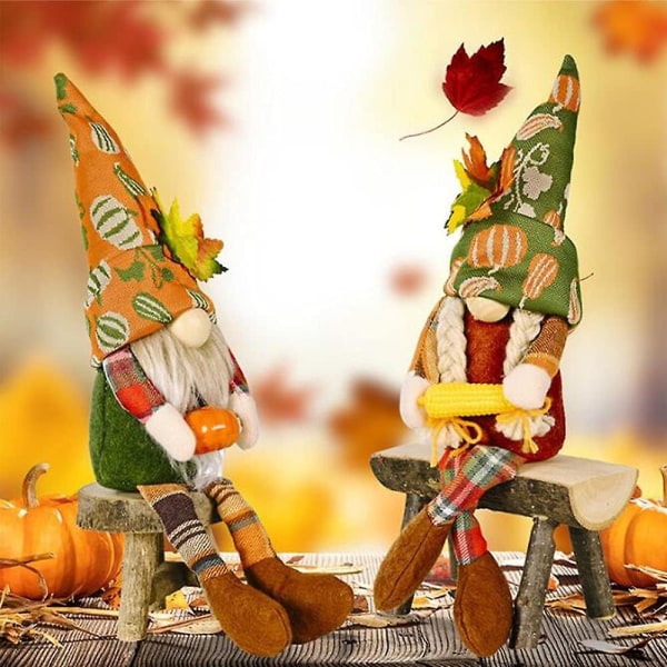 Set med 2 Jul Tomte Våningsfat Höst Tomte Dekoration Hem Gård Tomte Svensk Tomte Thanksgiving Skördedekoration Gåva Present Dekoration