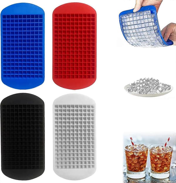 Mini Isbitsformar 4 st Isbitsform Stapelbar Isbitsbricka Silikon 160 Rutor Hem Kök Bar Fest Drycker Röd Blå Svart Vit