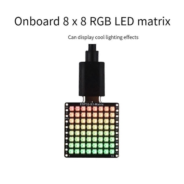 ESP32-S3 Mikro-Utvecklingskort HAT 8x8 LED-Matris Wi-Fi+Bluetooth Lågenergi Utvecklingskort