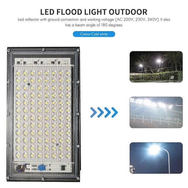 100W LED-katuvalo AC 220V-240V Ulkovalaisin Kohdevalo IP65 Vedenpitävä Seinävalaisin Puutarha R