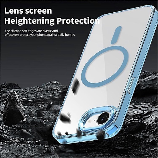 Kompatibelt deksel for iPhone 16e TPU+PC Transparent Magnetisk Telefondeksel LightBlue