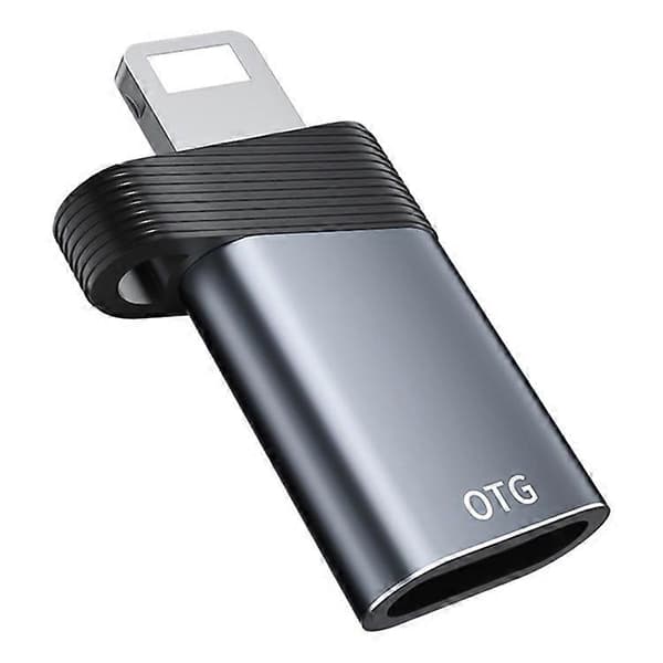 ADS-616B Lightning Han til Type-C Hun Mini Konverter Bærbar OTG Adapter Grey