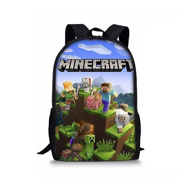 Minecraft-kuvioinen lasten reppu koululaukku oppilaiden reppu matkakassi D