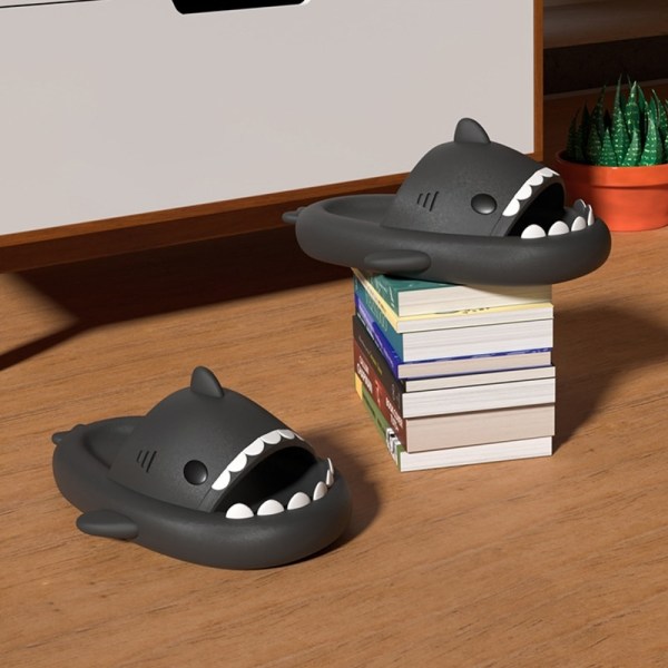 Haj Slippers Bløde Indendørs Badeslippers Bluegrey 44-45