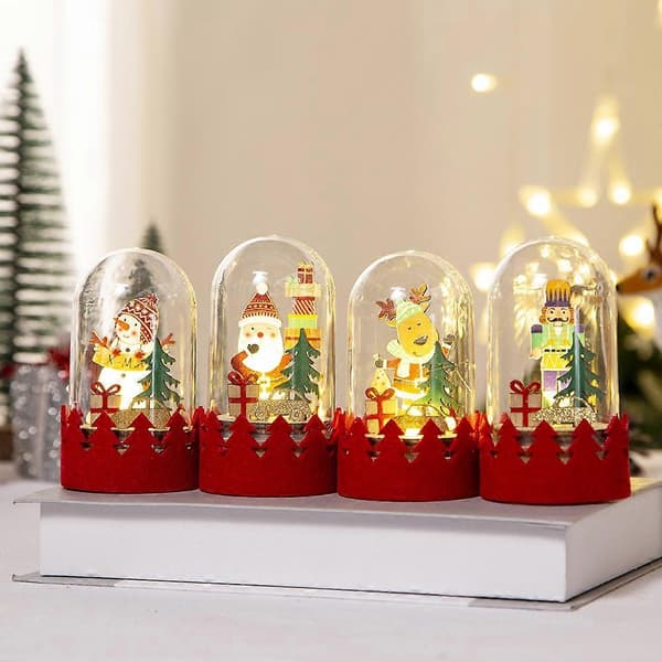 Julgransprydnader Jul LED Lysande Träprydnader Julklapp 6*6*11cm (D)