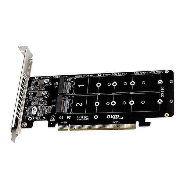 PCIE 4.0 Dual-Disk PCIeX16 till M.2 M-Key NVME SSD-expansionskort, stöder 4 NVMe M.2 M Key 2280 SSD