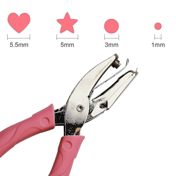 1 mm Hultang Papirhul Papirhuller Med Pink Grip Til Hobby Papir (lille cirkel) Small Circle 1mm