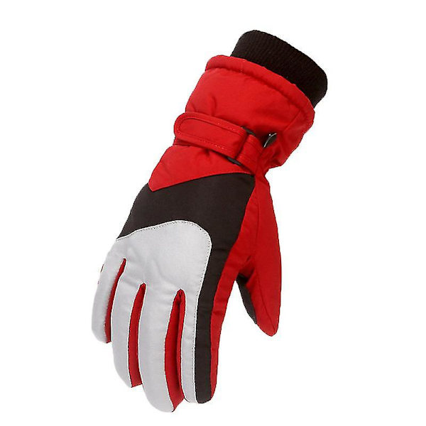 Ett par vinterhandskar för barn, herr och dam, skidhandskar utomhus, vindtäta S-XL Red M