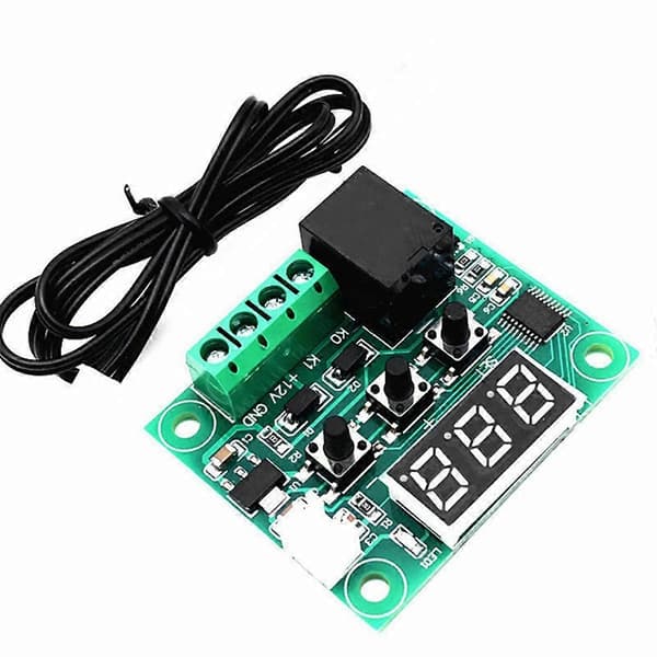 W1209 Digital Termostat Kontrollkort RØD Digital DC 12V, -50 til 100℃, Vanntett Sensor Bryter Pla