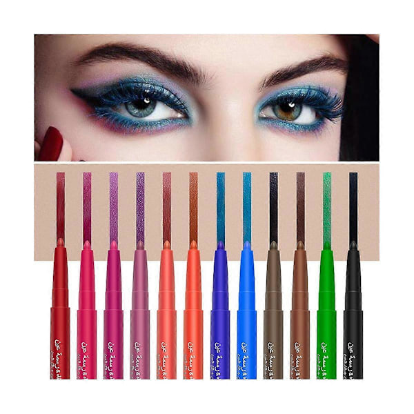 Vattentät Regnbåge Färgglad Flytande Eyeliner Penna Vit Rosa 12 Färger Eyeliner Penna Långvarig