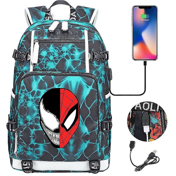 Venom Mote Trykt USB Ungdomsskolesekk (1-11) Color-14