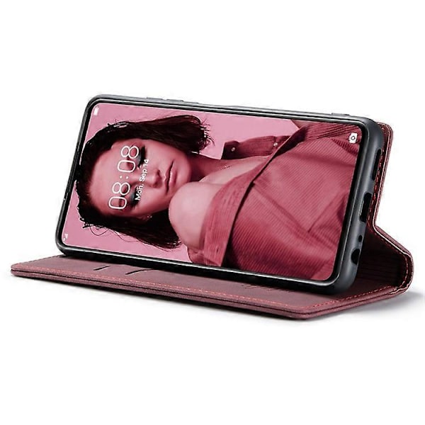 CASEME 013-serien Kompatibel med Huawei P30 Stötsäkert PU Läder Ställ Skydd Anti-repa Plånboksfodral Red