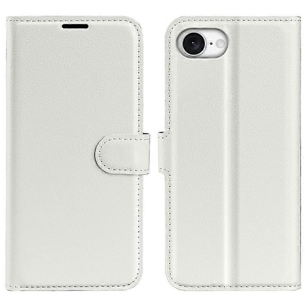 Kompatibelt Skal för iPhone SE (2025) Litchi Textur Stötsäkert Läder Plånboksfodral White