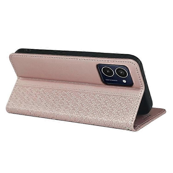 Kompatibelt för HMD Pulse / Pulse+ Fodral Plånbok Läder Telefonskal Lyckoklöver Prägling PinkGold