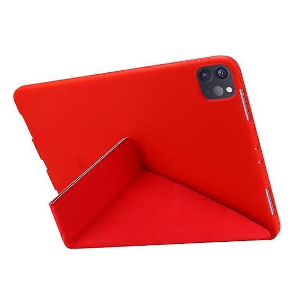 Kompatibelt Fodral för iPad Pro 13 (2024) Origami Ställ PU Läder+Silikon Tablet Skydd Red