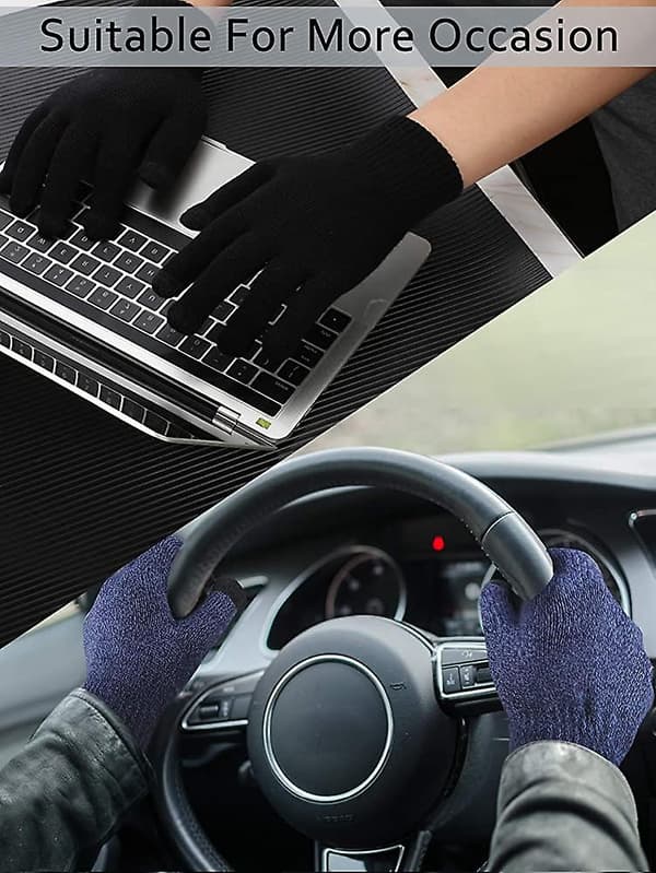 4 Par Vinter Strik Touchscreen Handsker Varme Teksthandsker Elastiske Skridsikre