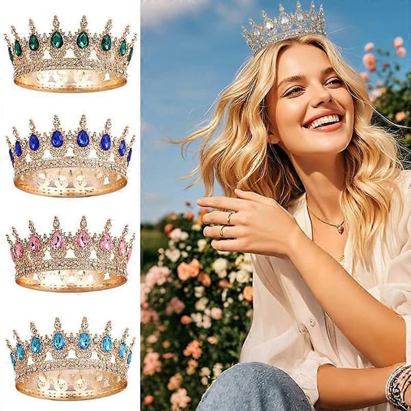 Legering Rhinestone Krone - Kongelig Brude Elegance til Bryllup & Skønhedskonkurrence Blue