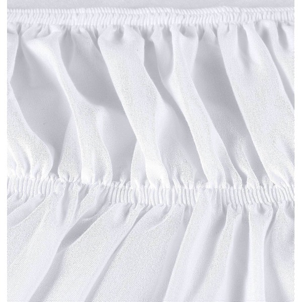 Kappe Lagen Dobbelt - 150 x 200 cm - Nemt Elastisk Sengekappe - Blød Børstet Polyester Mikrofiber Sengeruffle med et Fald på 40 cm - Hvid
