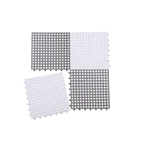 12 Pak Sammenlåsende Skridsikre Afløbsgulvfliser, 30 x 30 cm Blød PVC Badekar Brusebundsmåtte