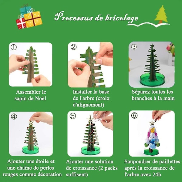2 stk. Magisk Tre til Arbor Day - DIY Krystallpapir Voksende Tre Kit - Nyhet Pedagogiske og Festleker (fargerik)