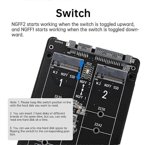 M.2 Sata (ngff) Til Sata 3.0 Adapterkort Dobbelt Ngff B Key/ Key M.2 Ngff Til 2.5inch Sata Iii Konverter Adapter