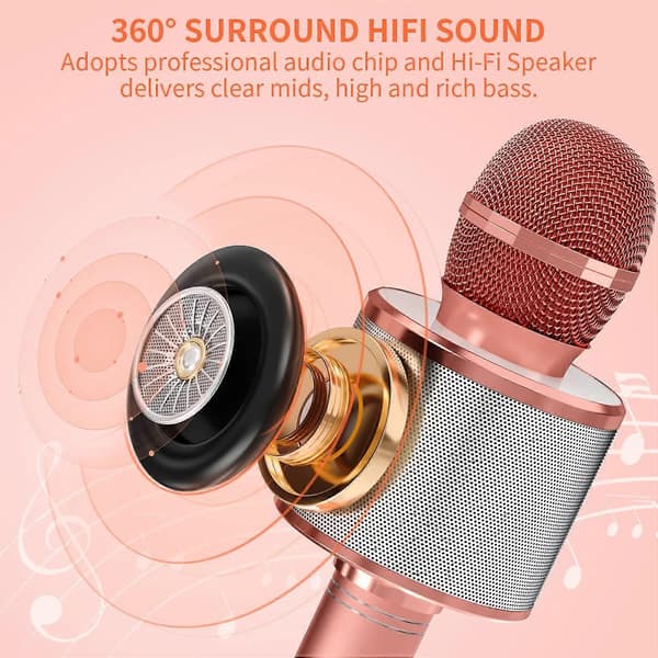 Karaokemikrofon med högtalare - Roséguld