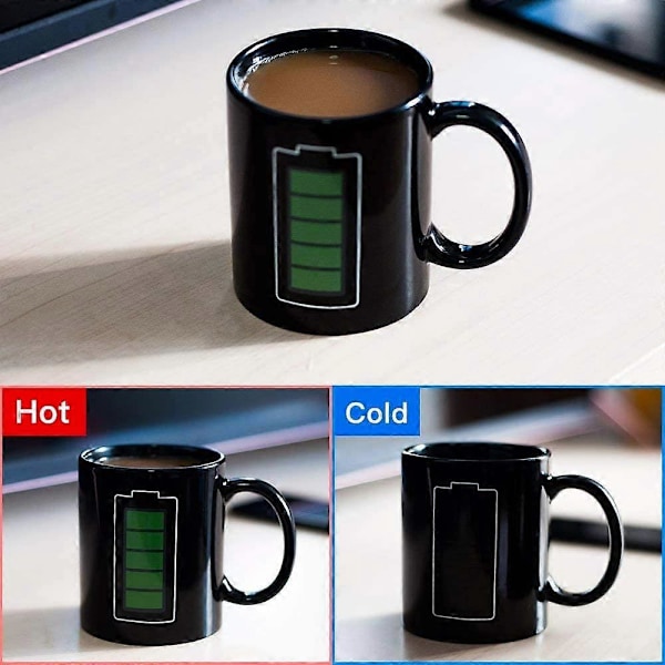 Magisk Varmeskiftende Kaffekopp - Batterimåler Morsom Kopp, Termometer Sensitiv Porselen Te Kaffekopp