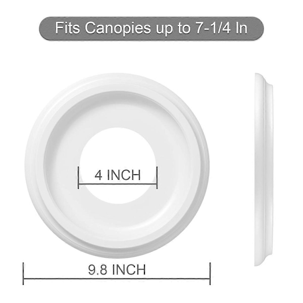 2-pack Formgjutna PU Takrosetter 25,4 cm YD X 10,2 cm ID (Passar Takkoppar Upp Till 18,4 cm) Vit