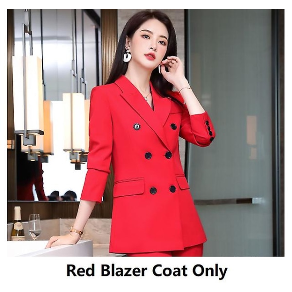 Langærmet Formel Professionel Dame Business Suits Elegant Rød Efterår Vinter Ol Styles Dame Buksedragter Dame Blazers Red Blazer Coat 4XL