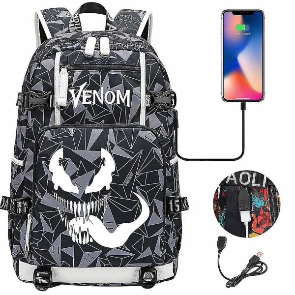 Venom Fashion Tryckt Usb Ungdoms Skolväska (2-114) Color-6