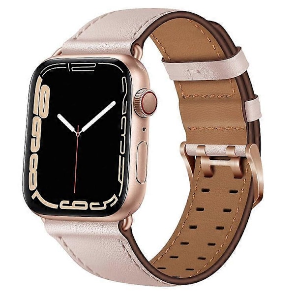 Kompatibel med Apple Watch Series 10 42mm / 9 8 7 41mm / 6 5 4 SE SE (2022) SE (2023) 40mm / 3 2 1 38mm Urrem Ægte Læder Pink