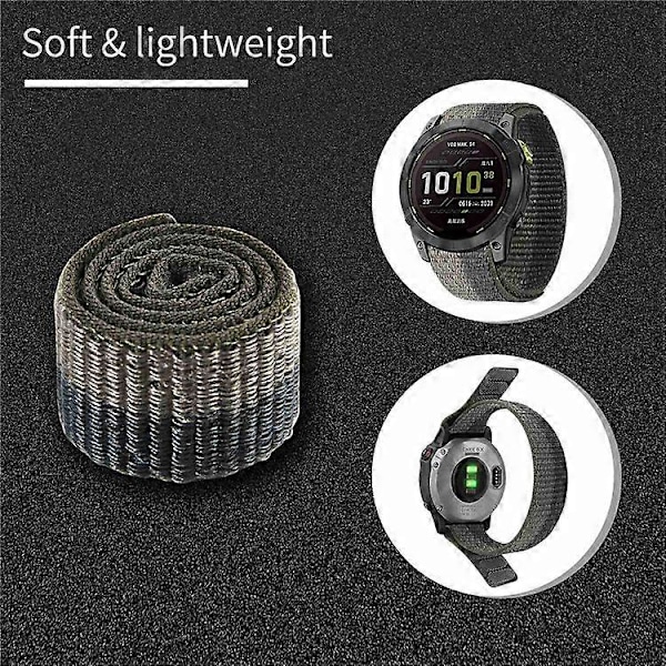Kompatibel med Garmin Tactix 7 Pro / Fenix 7X / 6X Pro Erstatning Nylon Klokkereim 26mm Justerbar Borrelås Armbåndsrem Green