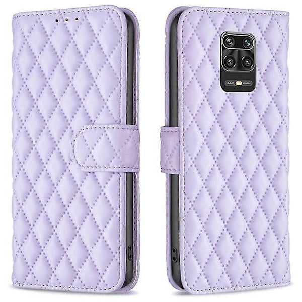 BINFEN COLOR Kompatibel med Xiaomi Redmi Note 9 Pro 4G / Note 9 Pro Max / Note 9S 4G BF Style-14 Präglat Rombmönster PU-läder Purple