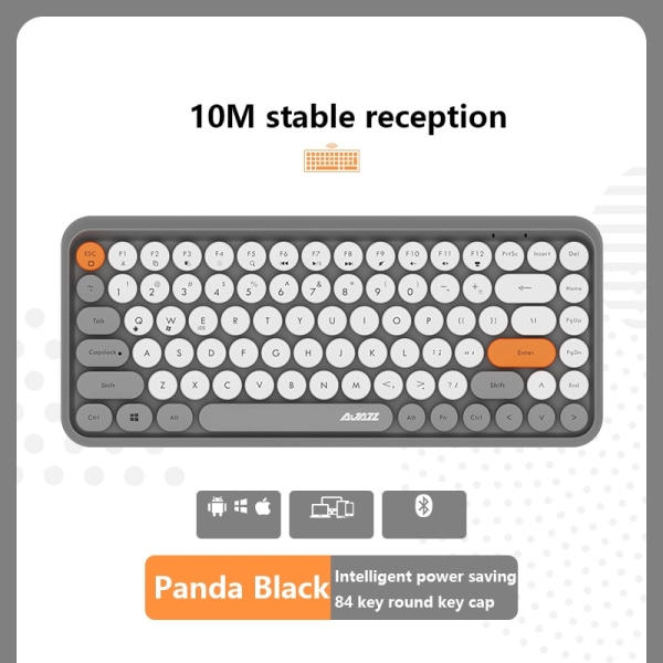 308I trådløst tastatur 18/84 taster rundt tastatur Bluetooth-tastatur bærbart 2,4 GHz numerisk tastatur Panda gray