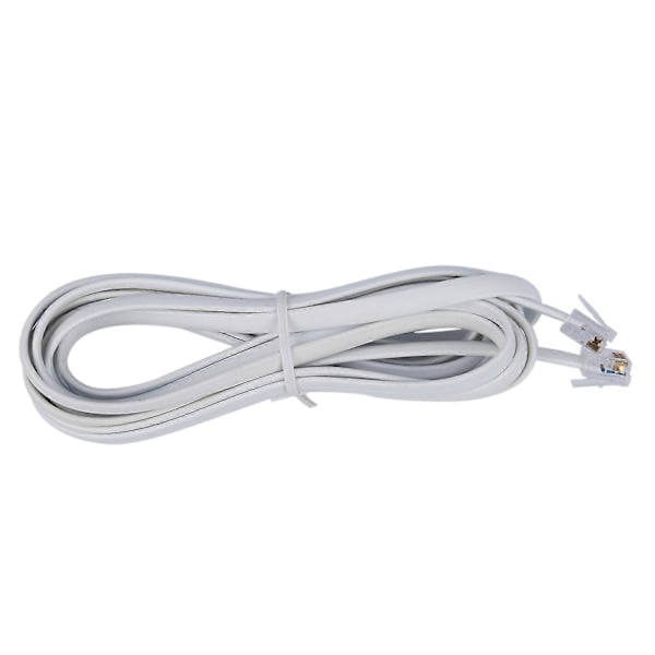6P6C RJ11 Telefonforlænger Fax Modem Kabelledning 3 meter Lang Hvid