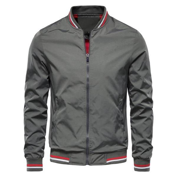 Ensfarvet bomberjakke Herre Casual Slim Baseball Herrejakke DarkGrey CN Size XL 72-80kg