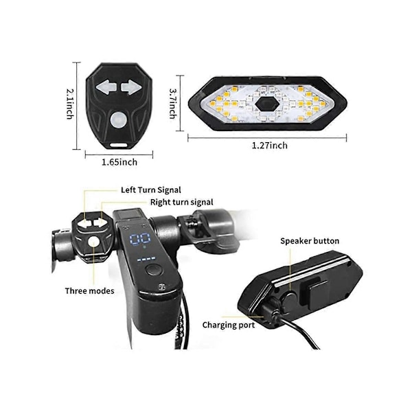 Elektrisk Scooter Blinkers, Fjärrkontroll Cykel LED Blinkers/Bakljus, Justerbar Riktning