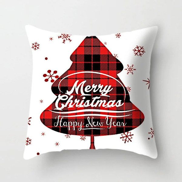 45x45cm Röd Vit Svart Rutig Jul Kuddfodral God Jul Ornament För Hemmet Jul Nyår 2023 Soffa Bil Kudde Överdrag White