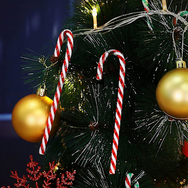 Jul Plast Godis Käpp Julgran Hängande Ornament För Julbordsdekoration (röd och vit, 30 stycken) bd